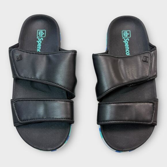Spenco Kholo Nuevo Slide Sandal‎ Womens Size 9B Black/Blue Camo Adjustable Upper - Picture 1 of 8